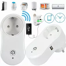 Розумна розетка з Wi-Fi + USB, інтелектуальна смарт-розетка TUYA з керуванням смартфоном, біла