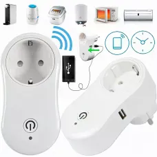 Умная розетка с Wi-Fi + USB, интелектуальная смарт розетка TUYA с управлением смартфоном, белая