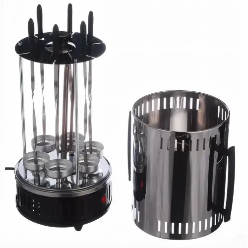 Електрошашличниця Domotec BBQ 7781, 1000 W, 6 шампурів, із захисним кожухом, чашами для стікання жиру - фото 3