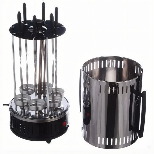Электрошашлычница Domotec BBQ 7781, 1000 W, 6 шампуров, с защитным кожухом, чашами для стекания жира