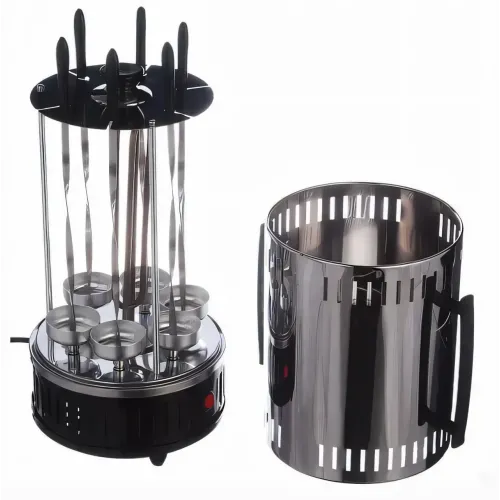 Электрошашлычница Domotec BBQ 7781, 1000 W, 6 шампуров, с защитным кожухом, чашами для стекания жира - фото 3