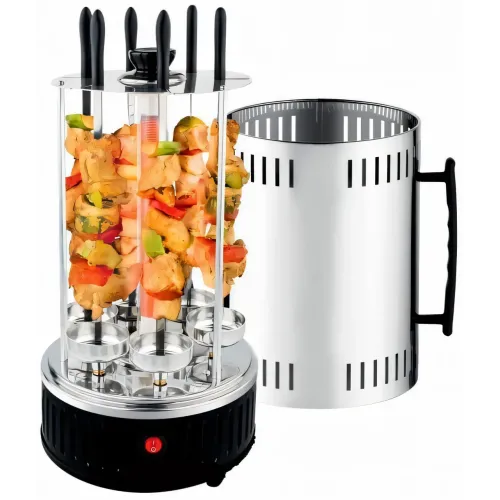 Электрошашлычница Domotec BBQ 7781, 1000 W, 6 шампуров, с защитным кожухом, чашами для стекания жира - фото 2
