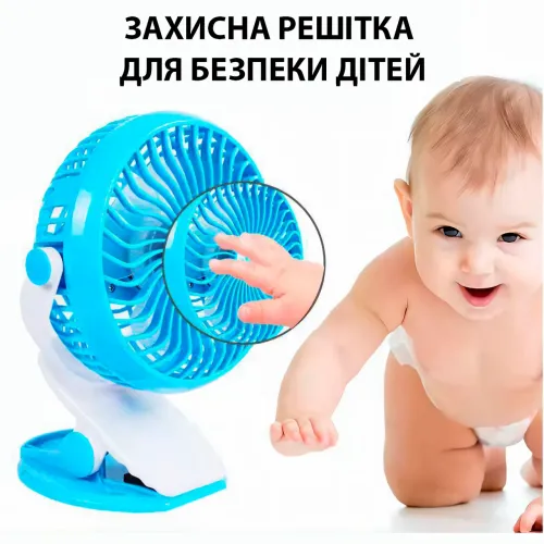 Портативний вентилятор GF-175, на прищіпці, зі знімним акумулятором, USB-microUSB, 4 Вт, 90 мм, 3 швидкості - фото 2