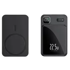 Павербанк для iPhone 10 000 mAh, MagSafe, 22,5 Вт, магнітне кріплення, швидке заряджання, місткість акб на екрані Чорний