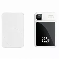 Павербанк для iPhone 10 000 mAh, MagSafe, 22,5 Вт, магнітне кріплення, швидке заряджання, місткість акб на екрані Білий