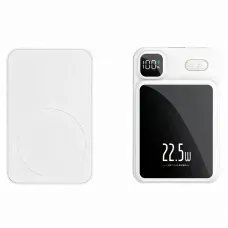 Павербанк для iPhone 10 000 mAh, MagSafe, 22,5 Вт, магнітне кріплення, швидке заряджання, місткість акб на екрані Білий