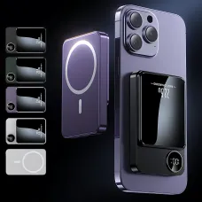 Магнітна бездротова зарядка, PowerBank Q9 10000 mAh з технологією MagSafe, дисплей з індикацією заряду