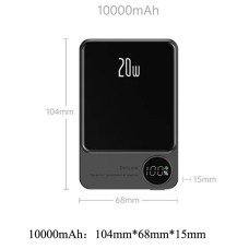 Магнитная беспроводная зарядка, PowerBank Q9 10000mAh с технологией MagSafe, дисплей с индикацией заряда