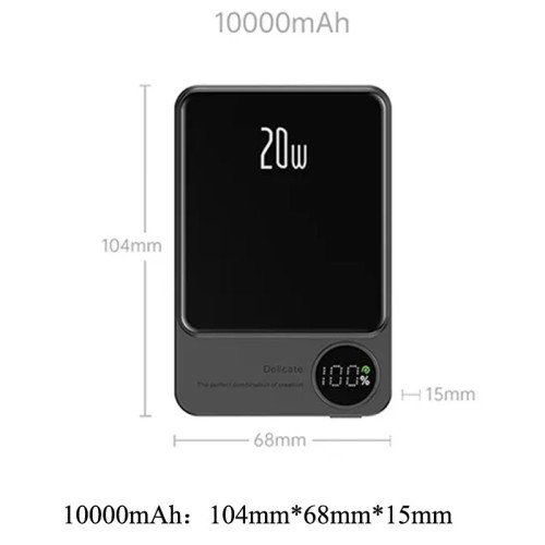 Магнітна бездротова зарядка, PowerBank Q9 10000 mAh з технологією MagSafe, дисплей з індикацією заряду