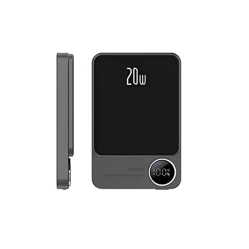 Магнітна бездротова зарядка, PowerBank Q9 10000 mAh з технологією MagSafe, дисплей з індикацією заряду Сірий - фото 2