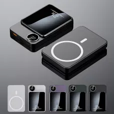 Магнітна бездротова зарядка, PowerBank Q9 10000 mAh з технологією MagSafe, дисплей з індикацією заряду Сірий