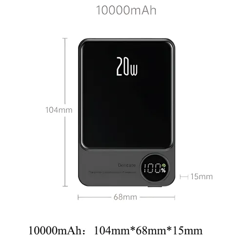 Магнитная беспроводная зарядка, PowerBank Q9 10000mAh с технологией MagSafe, дисплей с индикацией заряда Зеленый - фото 9