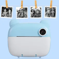 Детский фотоаппарат моментальной печати M3, 2 камеры, micro SD, аккумулятор, USB-зарядка, пластик, розовый Голубой