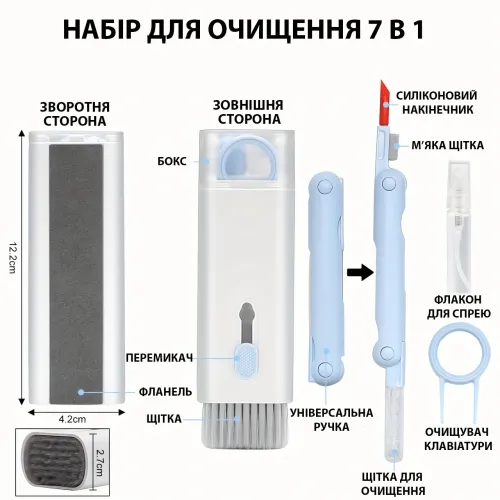 Очисник ґаджетів, набір для чищення Airpods, клавіатур, екранів, ноутбуків, мобільних - фото 6
