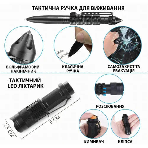 Набір для виживання 22 в 1, TVR комплект для військових, тактичний кейс для екстрених ситуацій, чорний - фото 6