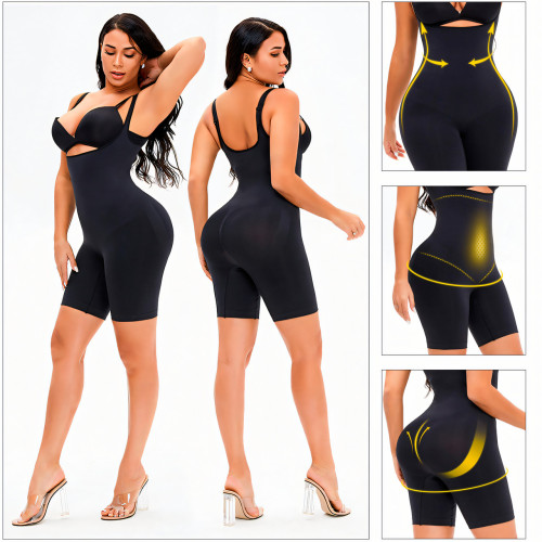 Черный корсет slim shapewear с пуш-ап попой, послеродовой, утягивающий комбидресс для коррекции фигуры - фото 5
