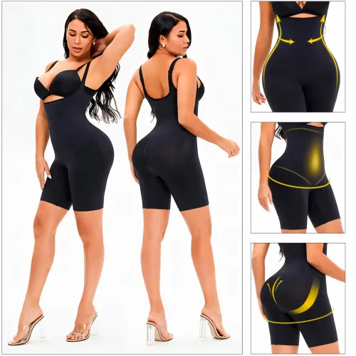 Чорний корсет slim shapewear з пушапом, післяпологовою, що стягує комбідрес для корекції фігури