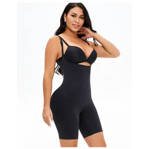 Черный корсет slim shapewear с пуш-ап попой, послеродовой, утягивающий комбидресс для коррекции фигуры L-XL