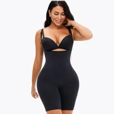 Чорний корсет slim shapewear з пушапом, післяпологовою, що стягує комбідрес для корекції фігури XXL-XXXL