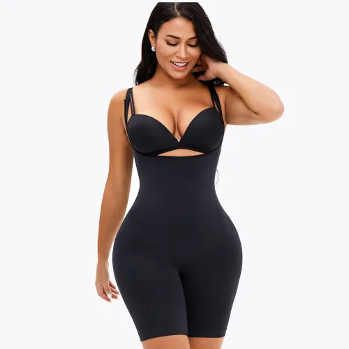 Чорний корсет slim shapewear з пушапом, післяпологовою, що стягує комбідрес для корекції фігури XXL-XXXL
