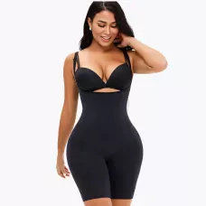 Чорний корсет slim shapewear з пушапом, післяпологовою, що стягує комбідрес для корекції фігури XXL-XXXL