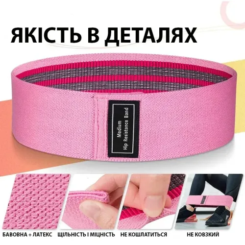 Набор тканевых фитнес резинок Luting Hip resistance bands 3 штуки, легкое, среднее и высокое сопротивление - фото 3