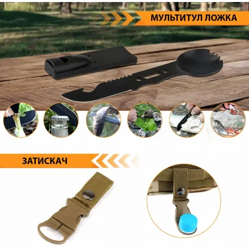 Туристичний набір для виживання 33 в 1, похідний набір у вологозахищеному кейсі, набір мультитул для військових - фото 3