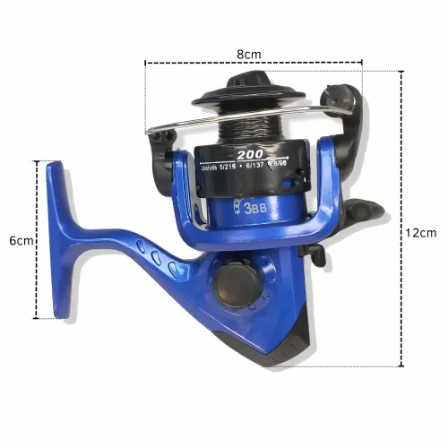 Котушка FISHMX SY-200, інерційна універсальна з монониткою, стандартний фрикціон, 160 г, пластик, синій - фото 4