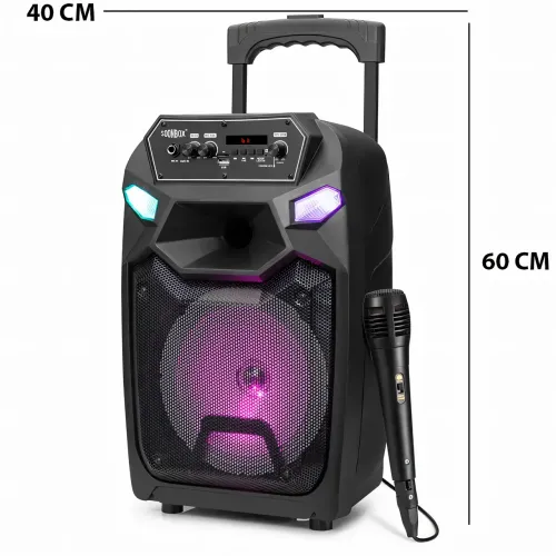 Портативна колонка Kimiso QS-1203, Bluetooth-колонка 12inch з мікрофоном і світломузкою, TF-карта, USB, FM - фото 5