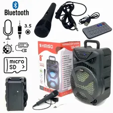 Чемодан колонка Kimiso QS-1805, портативная, 8 inch с микрофоном и RGB-светомузыкой, аккумулятор 1200 мА*ч