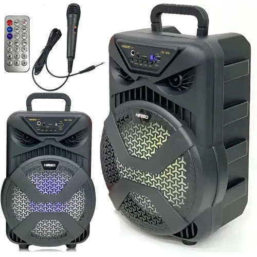 Валіза колонка Kimiso QS-1805, портативна, 8 inch з мікрофоном і RGB-світломузикою, акумулятор 1200 мА·год