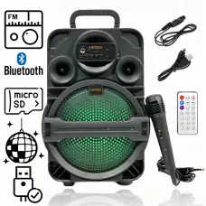 Колонка валіза Kimiso QS-1806, портативна акустика 8 inch з мікрофоном і світломузкою, BT, AUX, TF, USB, FM