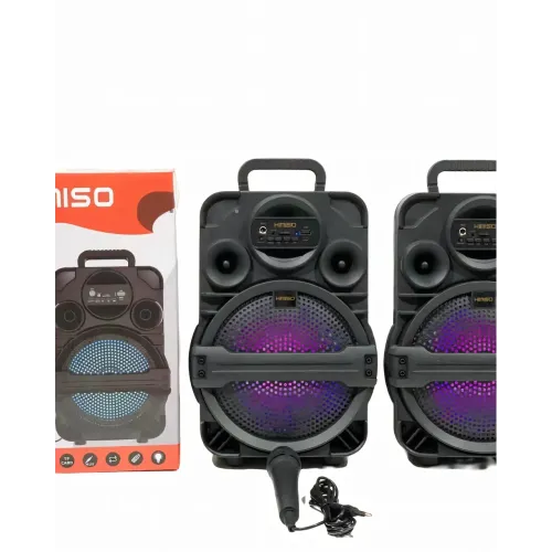Колонка валіза Kimiso QS-1806, портативна акустика 8 inch з мікрофоном і світломузкою, BT, AUX, TF, USB, FM - фото 3