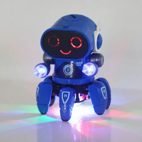 Танцюючий робот-іграшка, електричний мультяшний робот із шістьма ніжками ZR142, музика та світло, 3 АА - фото 3