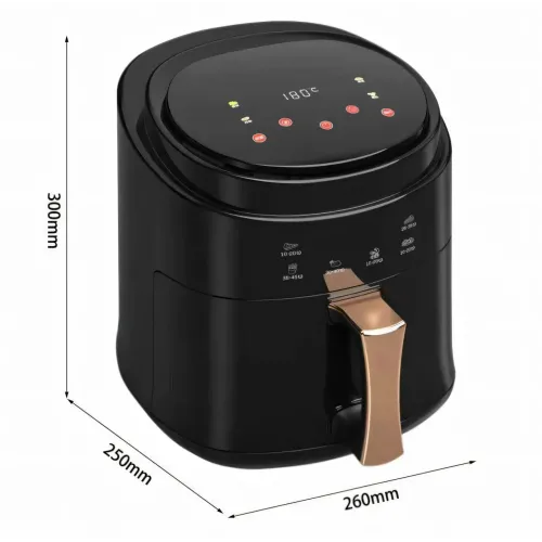 Аерофритюрниця Su Tai ST-805, Air Fryer 8 л, аерогриль 1800 Вт, 60 °C-210 °C, антипригарна чаша, чорний - фото 5