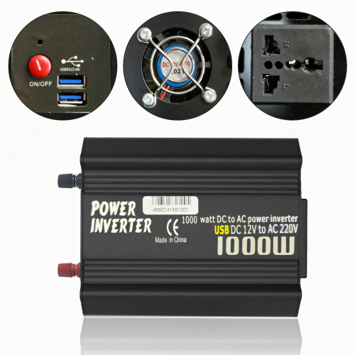 Преобразователь WX-1000 J USB 1000W, инвертор Wimpex 12 В постоянного тока, 220–230 В переменного, 50 Гц/60 Гц - фото 2