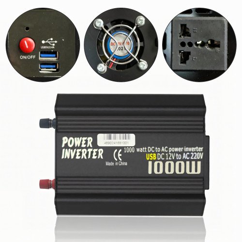 Перетворювач WX-1000 J USB 1000W, інвертор Wimpex 12 В постійного струму, 220-230 В змінного, 50 Гц/60 Гц - фото 2