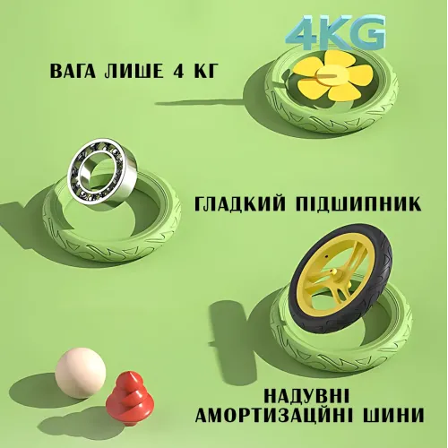 Велобіг з дельфіном BA03, складаний біговел від 2 до 5 років, надувні колеса 12, навантаження до 40 кг, вага 4 кг Рожевий - фото 5