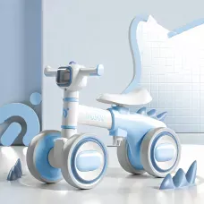 Беговел LS-1005 Bybeo Baby с музыкой и подсветкой, прогулочный велосипед 1-5 лет, 4 колеса, пластик, складной Голубой