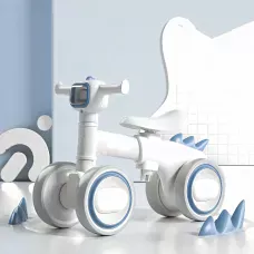 Беговел LS-1005 Bybeo Baby с музыкой и подсветкой, прогулочный велосипед 1-5 лет, 4 колеса, пластик, складной Белый