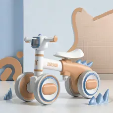 Беговел LS-1005 Bybeo Baby с музыкой и подсветкой, прогулочный велосипед 1-5 лет, 4 колеса, пластик, складной Коричневый