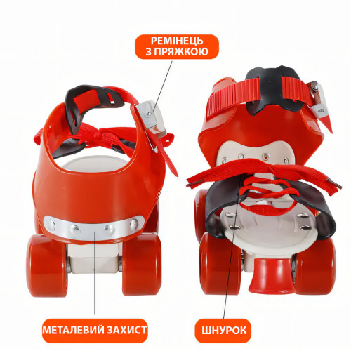 Детские квады Baby Quad, раздвижные ролики на обувь, размер 26-29, колеса PU, до 60 кг, передний тормоз - фото 4