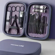 Манікюрний набір Manicure з неіржавкої сталі в сумці, набір для педикюру 18 предметів Фіолетовий