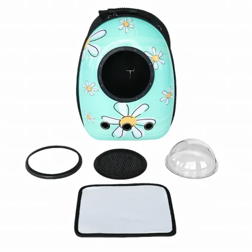Рюкзак-переноска CosmoPet з ілюмінатором для домашніх звірят, 42х35х27 см, блакитний в ромашку - фото 10