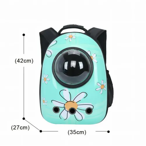 Рюкзак-переноска CosmoPet з ілюмінатором для домашніх звірят, 42х35х27 см, блакитний в ромашку - фото 9