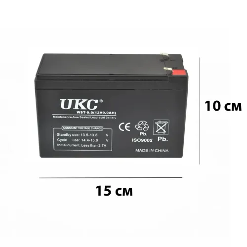 Аккумуляторная батарея 12В, BATTERY 12V 9A UKC, герметичный кислотно-свинцовый гелевый аккумулятор - фото 5