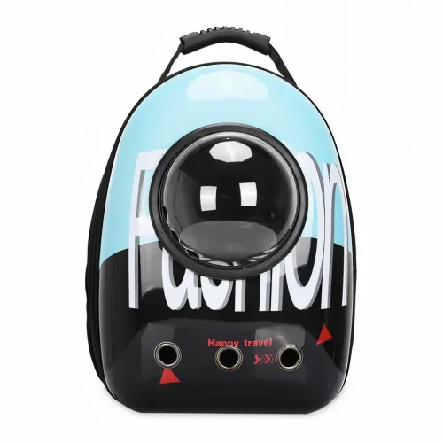 CosmoPet переноска-рюкзак с иллюминатором и вентиляцией, переноска с окошком 42х33х25 см, черно-голубой - фото 2
