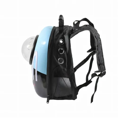 CosmoPet переноска-рюкзак с иллюминатором и вентиляцией, переноска с окошком 42х33х25 см, черно-голубой - фото 4