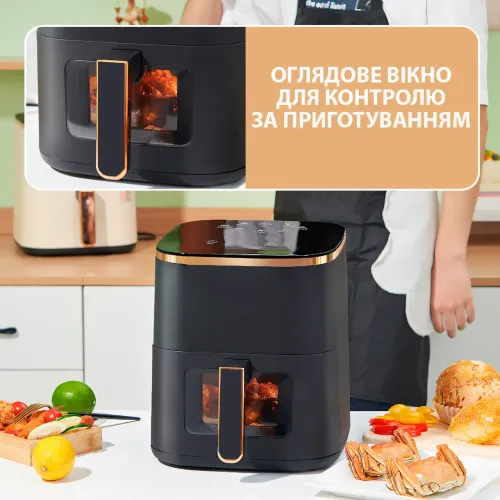 Аерофритюрниця BITEK BT-5335, аерогриль Air Fryer 3500 Вт, чаша 7,5 л, з термостатом і таймером, чорний - фото 3