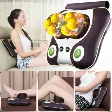 Массажная подушка Massage Pillow, роликовый массажер для спины и шеи с ИК-прогревом, 6 роликов, 3 режима
